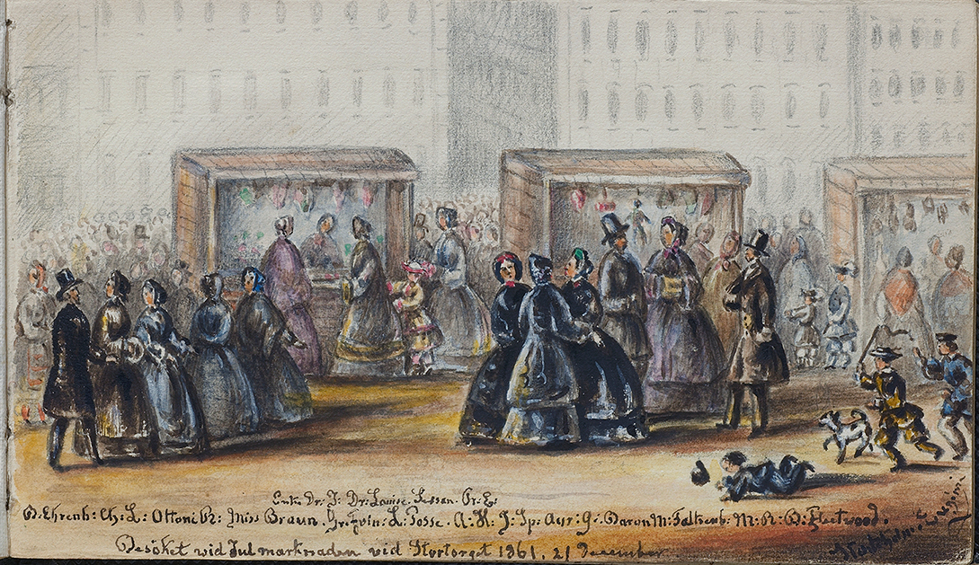 Christmas market on Stortorget, 1861